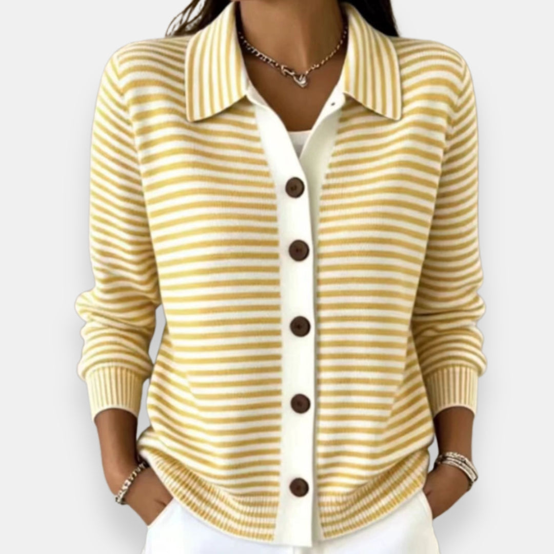 Clarissa™ | Striped Button-Front Cardigan
