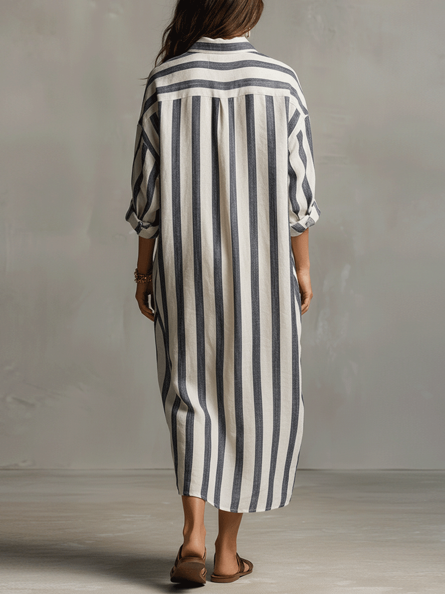 Kestelle™ | Striped Long Sleeve Maxi Dress