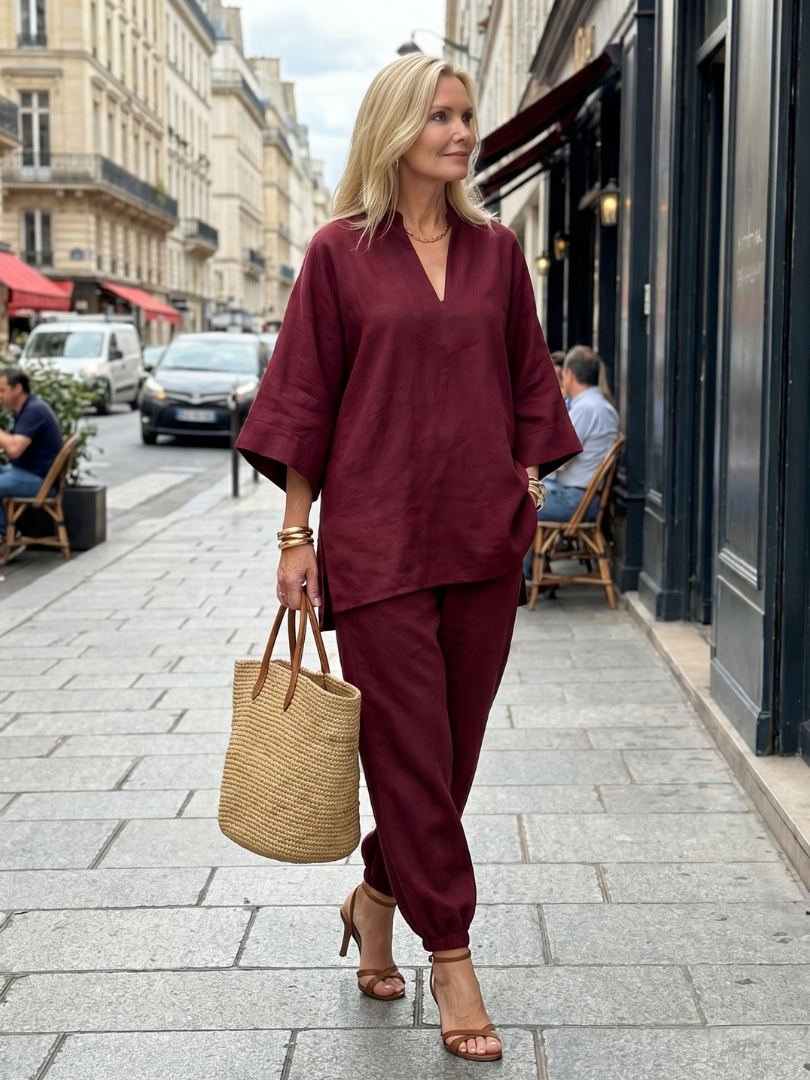 Oriana™ | V Neck Tunic & Gathered Trouser Set