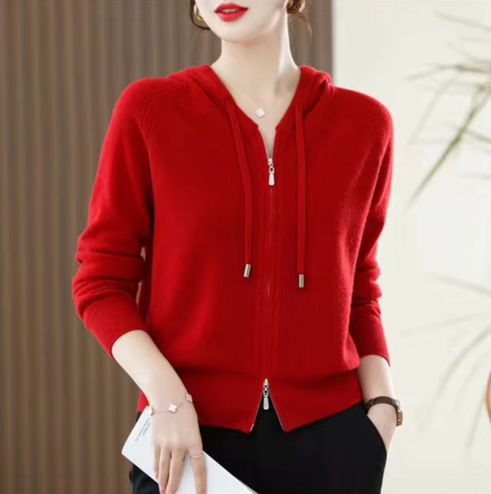 Nadia™ | Zip-Up Hooded Cardigan