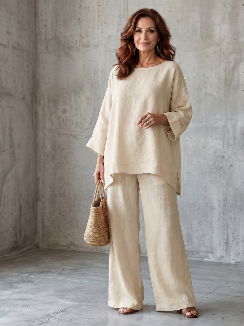 Avenelle™ | Oversized Tunic Wide Leg Pant Set