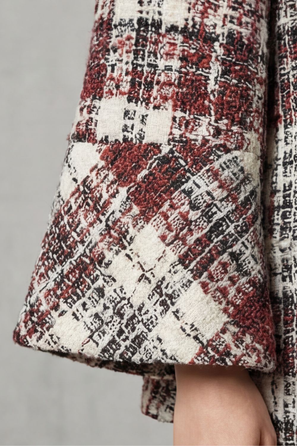 Women's Vintage Check Flair Wool Cape Coat