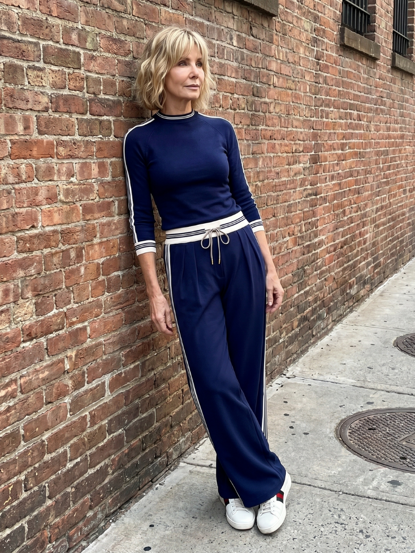 Eloise™ | Fitted Long Sleeve Top & Wide Leg Pants Set