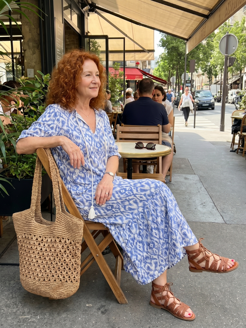 Camille™ | Tassel Tie Neck Printed Midi Dress