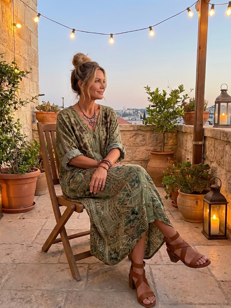 Eulara™ | Oversized Button-Front Midi Dress with Pockets