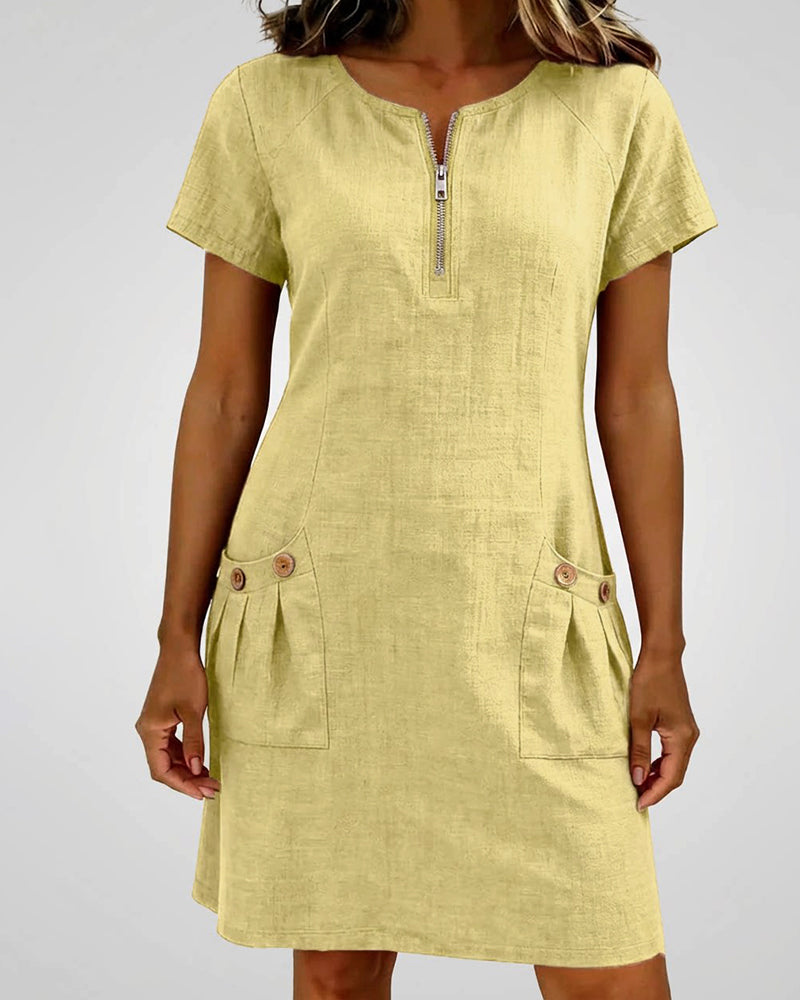 Cataline™ | Casual Zipper Dress with Pockets