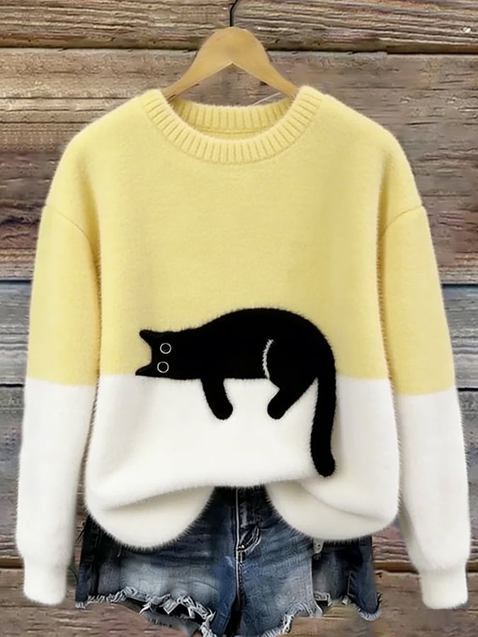 Darcie™ | Cat Print Oversized Sweater
