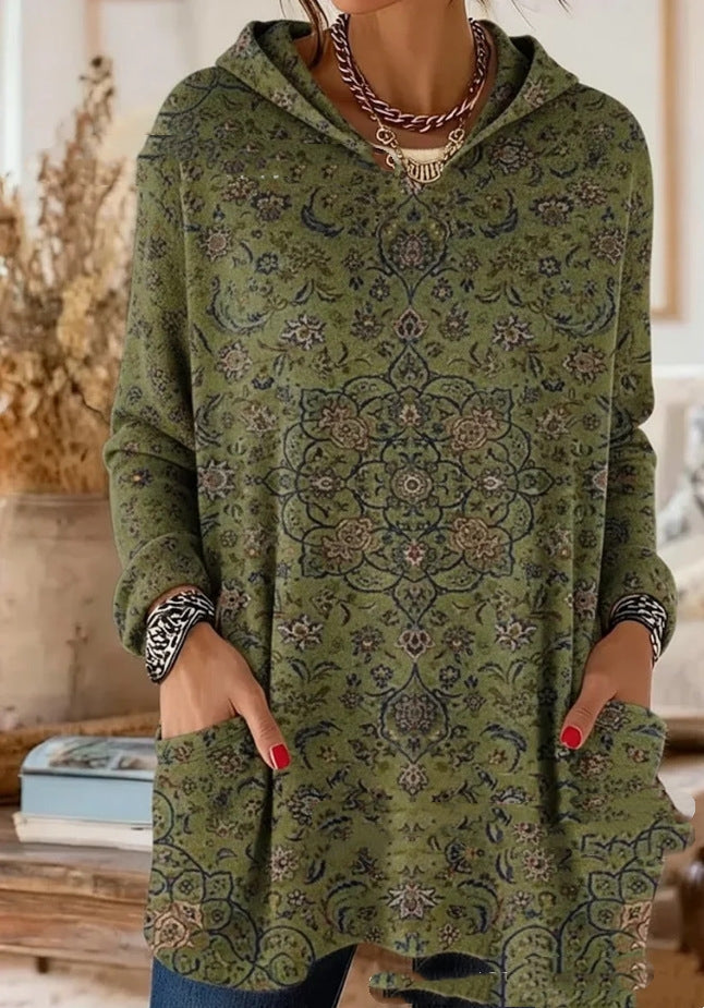 Florence™ | Retro Ethnic Print Hooded Tunic