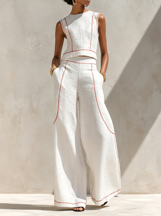 Paloma™ | Minimalist Blouse & Wide-Leg Pants Set