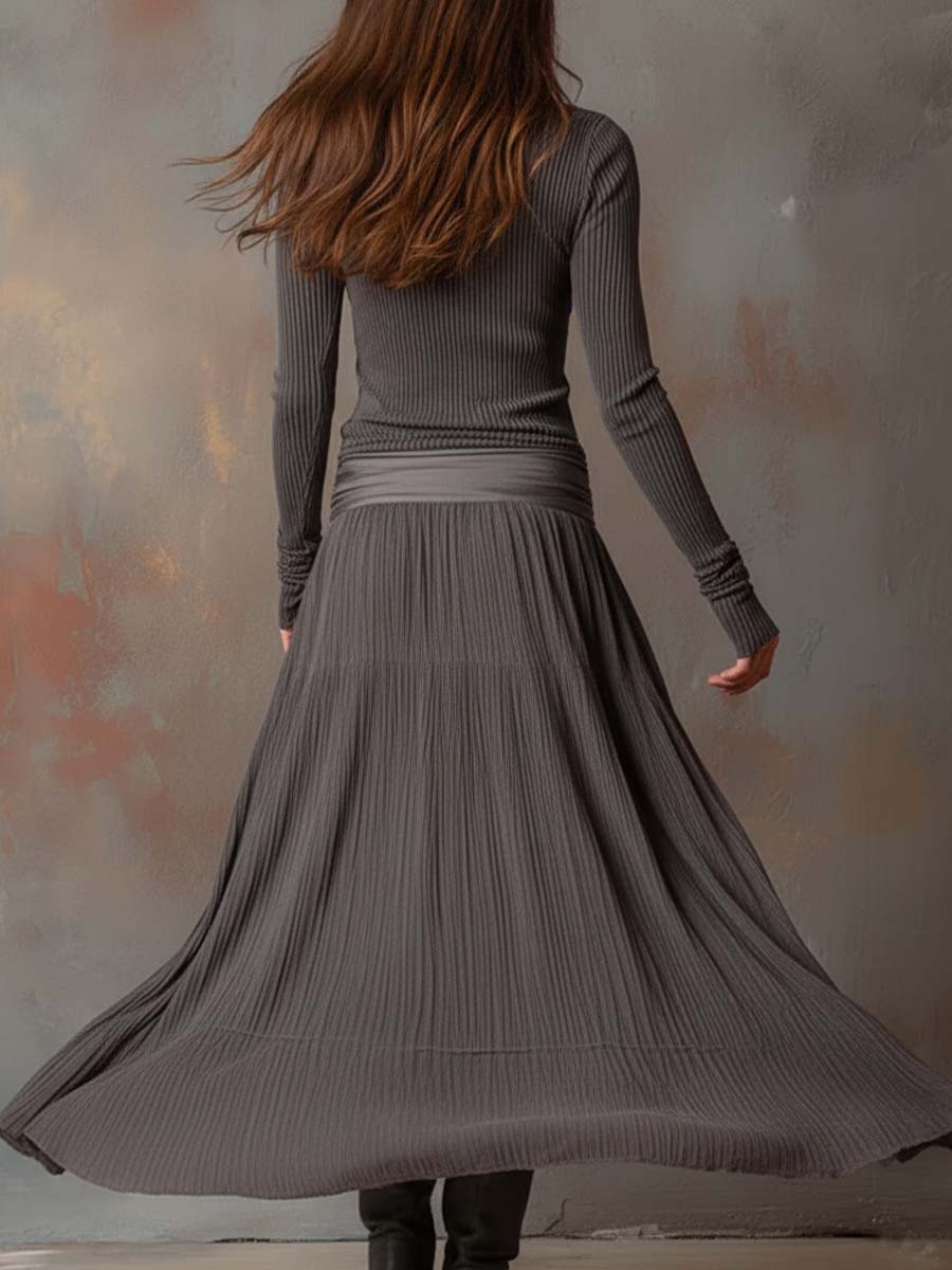 Laverne™ | Long Sleeve Midi Dress