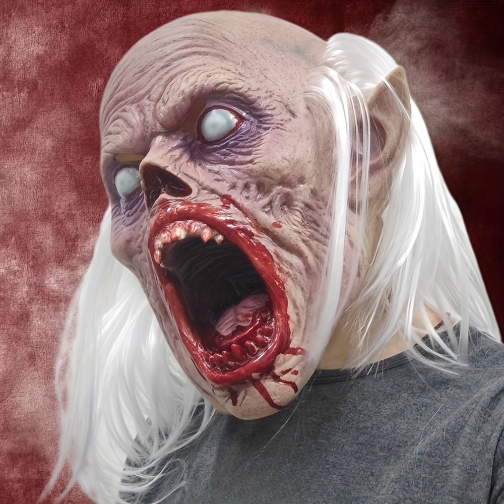 Women's Halloween White-Haired Vampire Mask