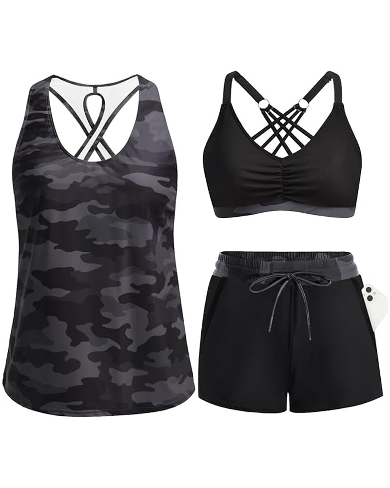 Tropicana™ | Three-Piece Tankini Bikini & Cover-Up Set