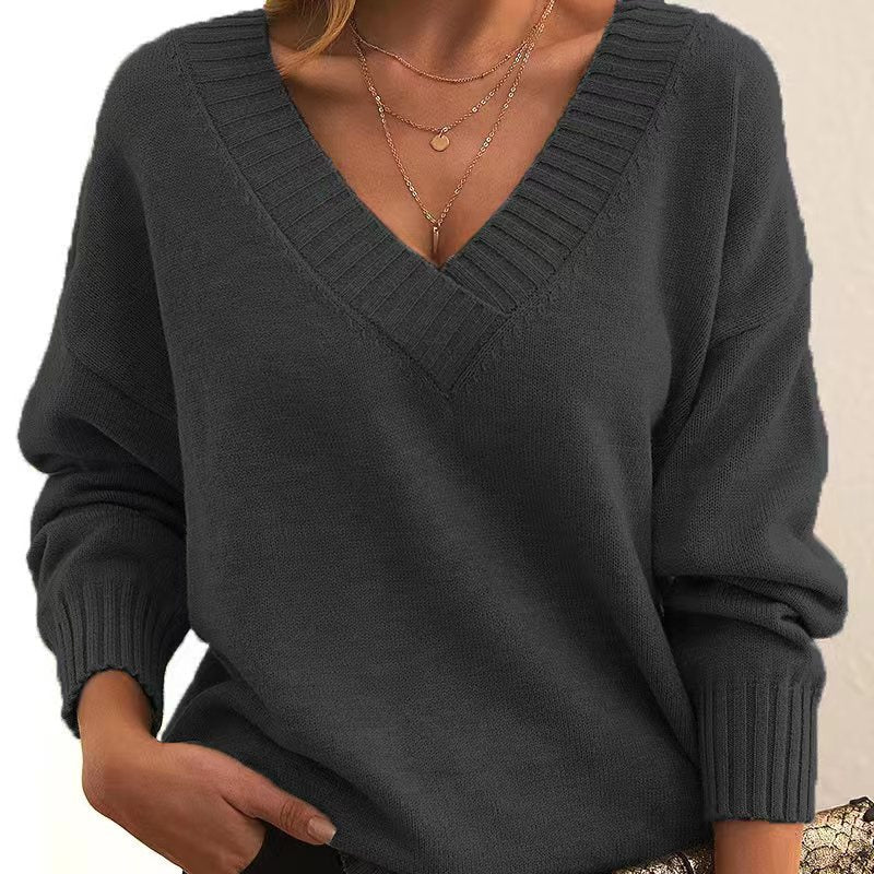 Marvaine™ | V-Neck Relaxed Pullover Sweater