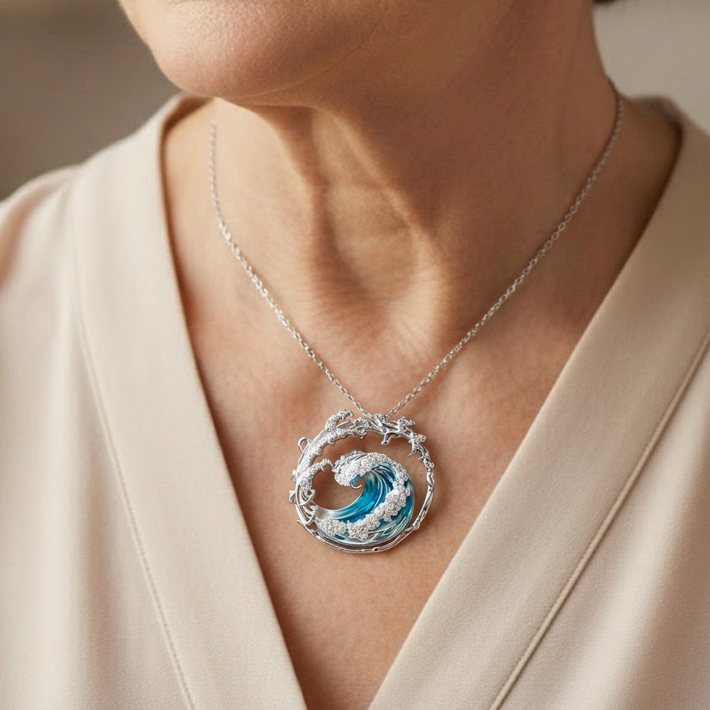 Lareine™ | Ocean Wave Pendant Necklace with Bonus Earrings