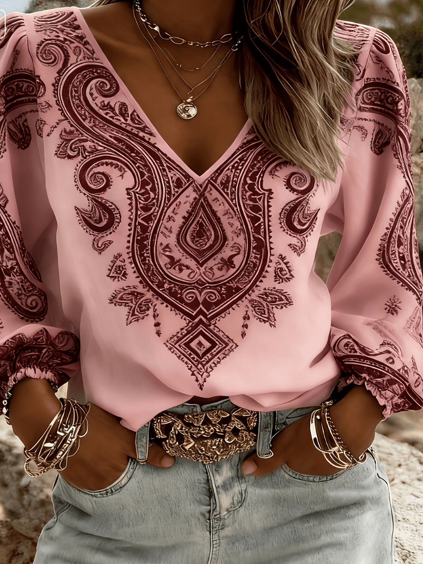 Wenona™ | Bohemian Lantern-Sleeve Blouse