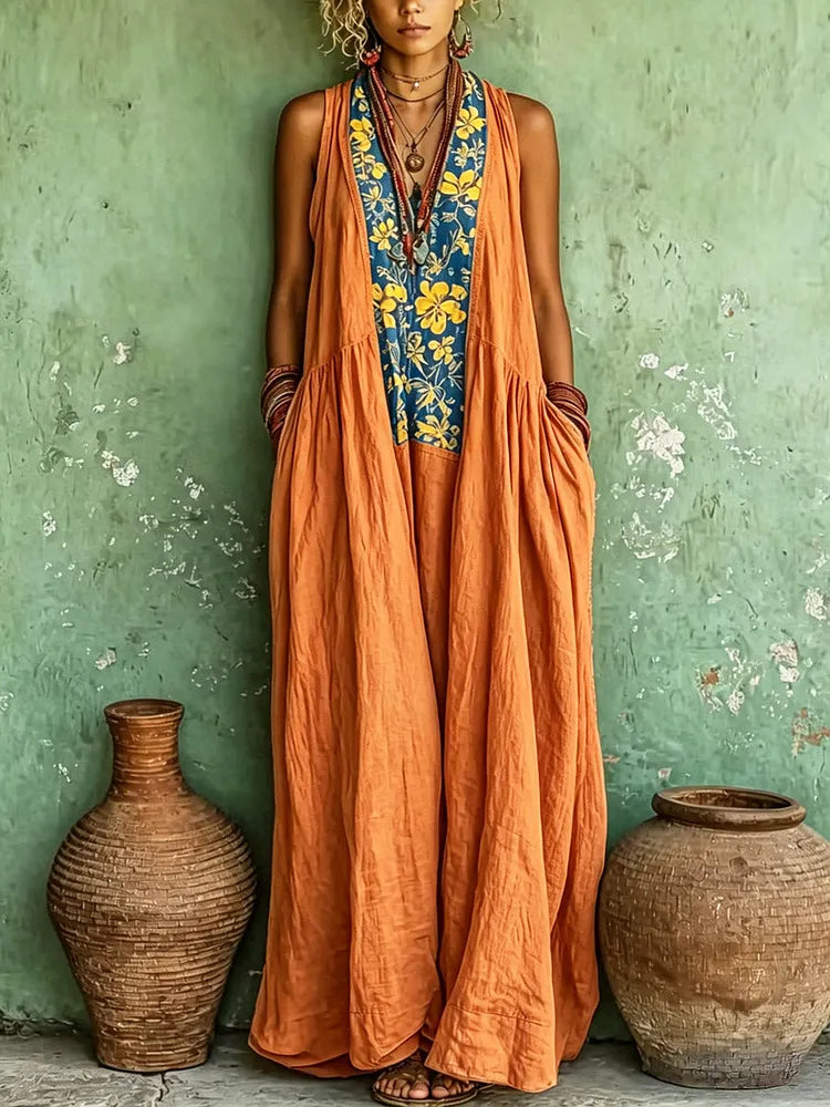 Rosalind™ | Retro Ethnic Floral Dress
