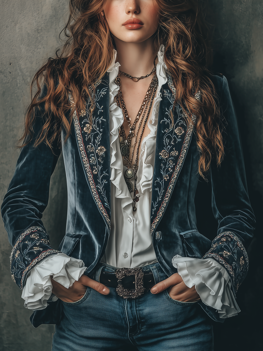 Adriana™ | Vintage Floral Embroidered Blazer