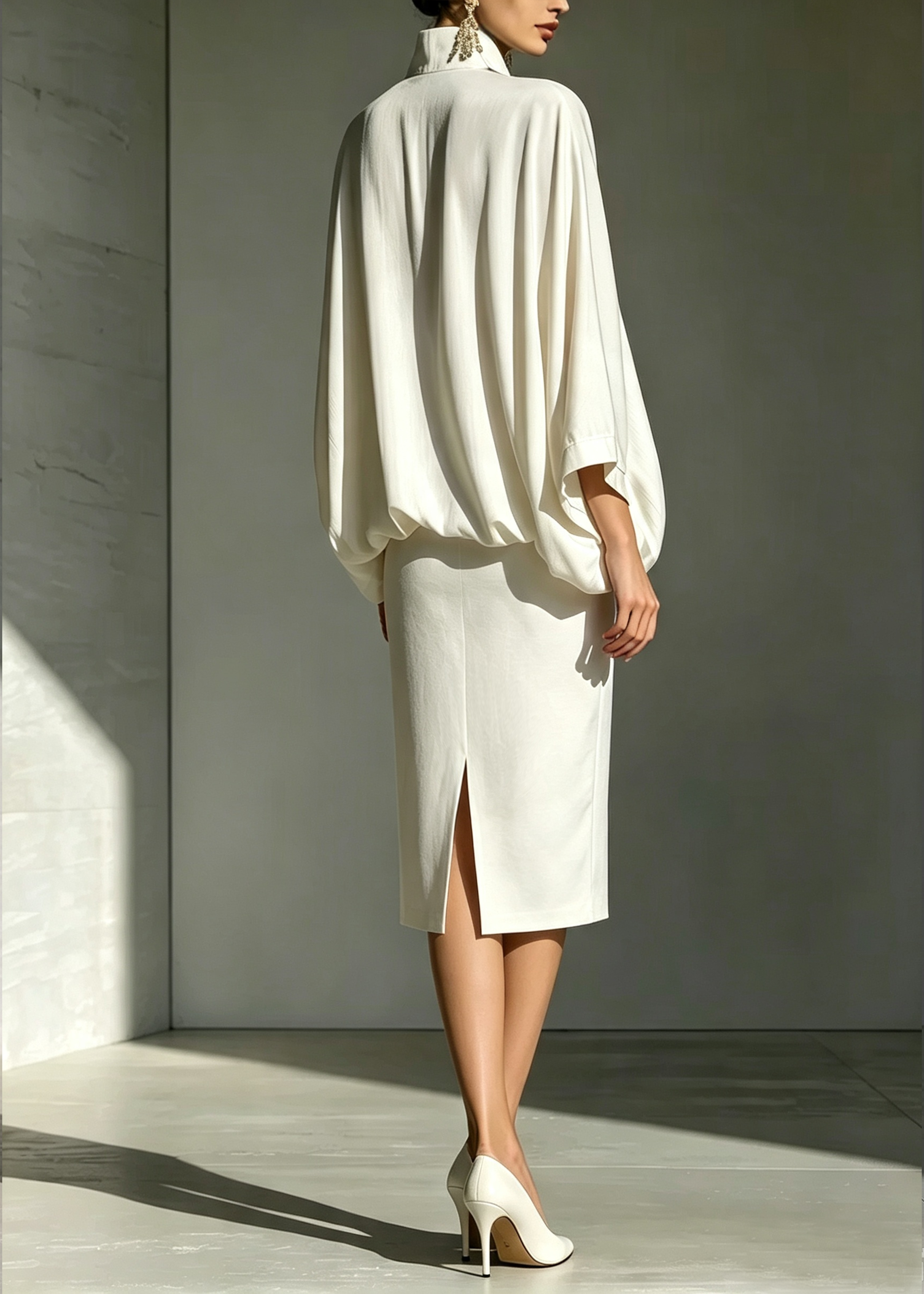 Melisande™ | V-Neck Batwing Top & Midi Skirt Set