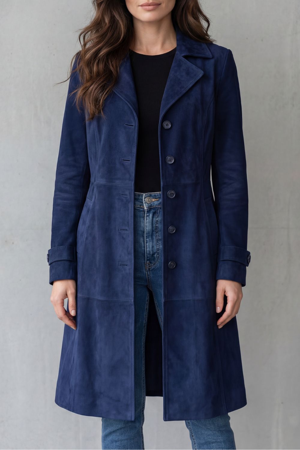 Women's Vintage Suede Finish Longline Coat