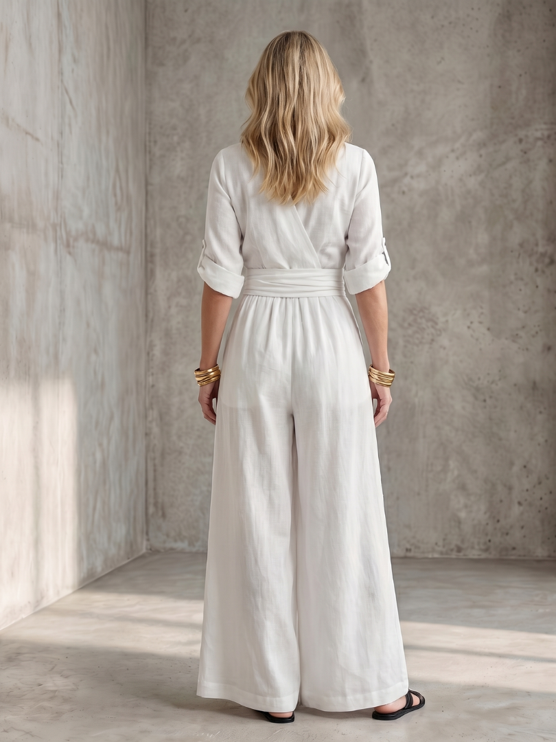 Birelle™ | Cross Front Wide Leg Jumpsuit
