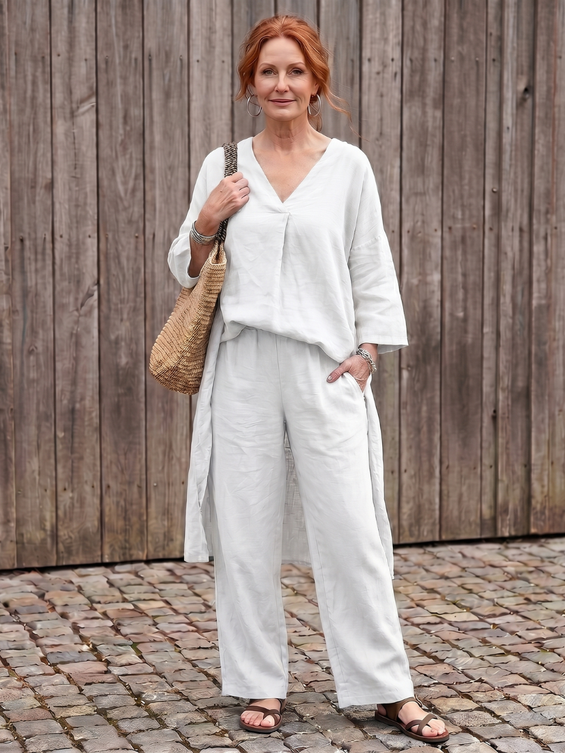 Florentina™ | Loose Tunic Top & Wide Leg Pant Set
