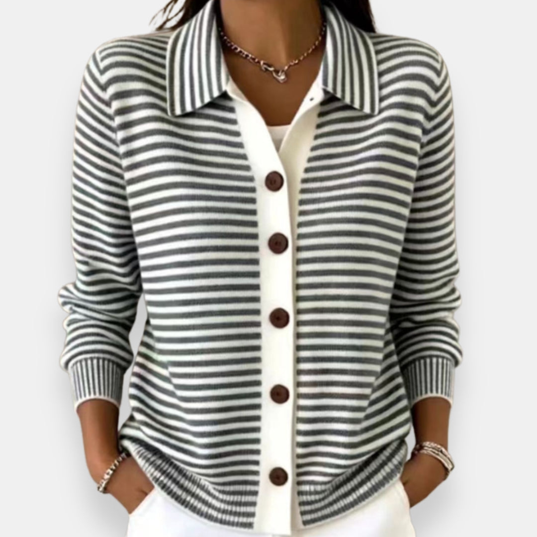 Clarissa™ | Striped Button-Front Cardigan
