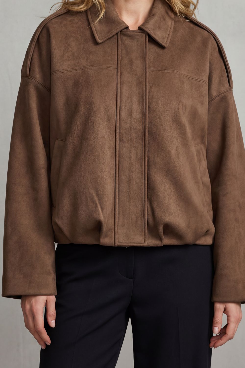 Women's Sculpted Volume Suede Bomber Jacket