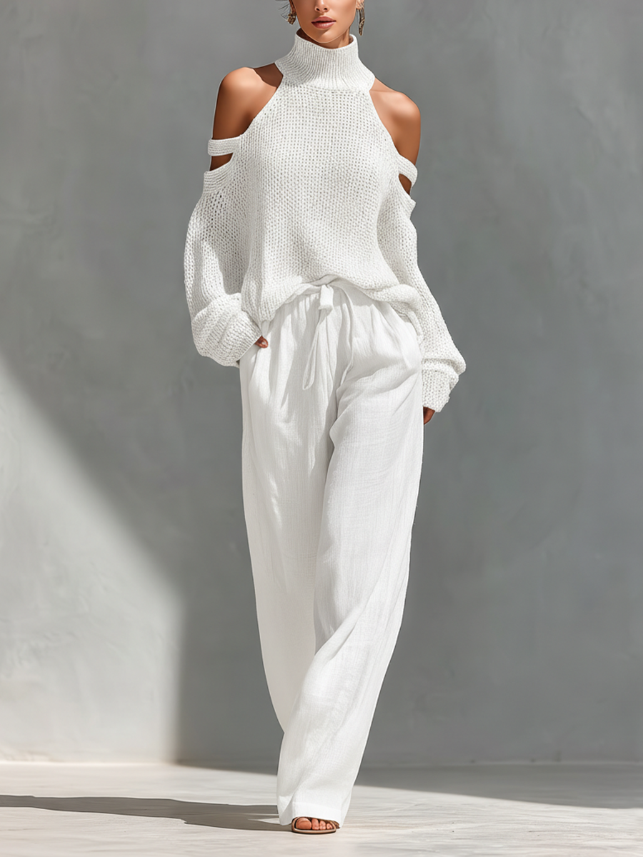 Edalyn™ | Cold-Shoulder Turtleneck & Wide-Leg Pant Set