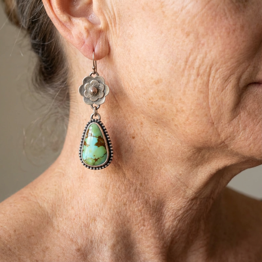 Veradine™ | Vintage Turquoise Floral Drop Earrings