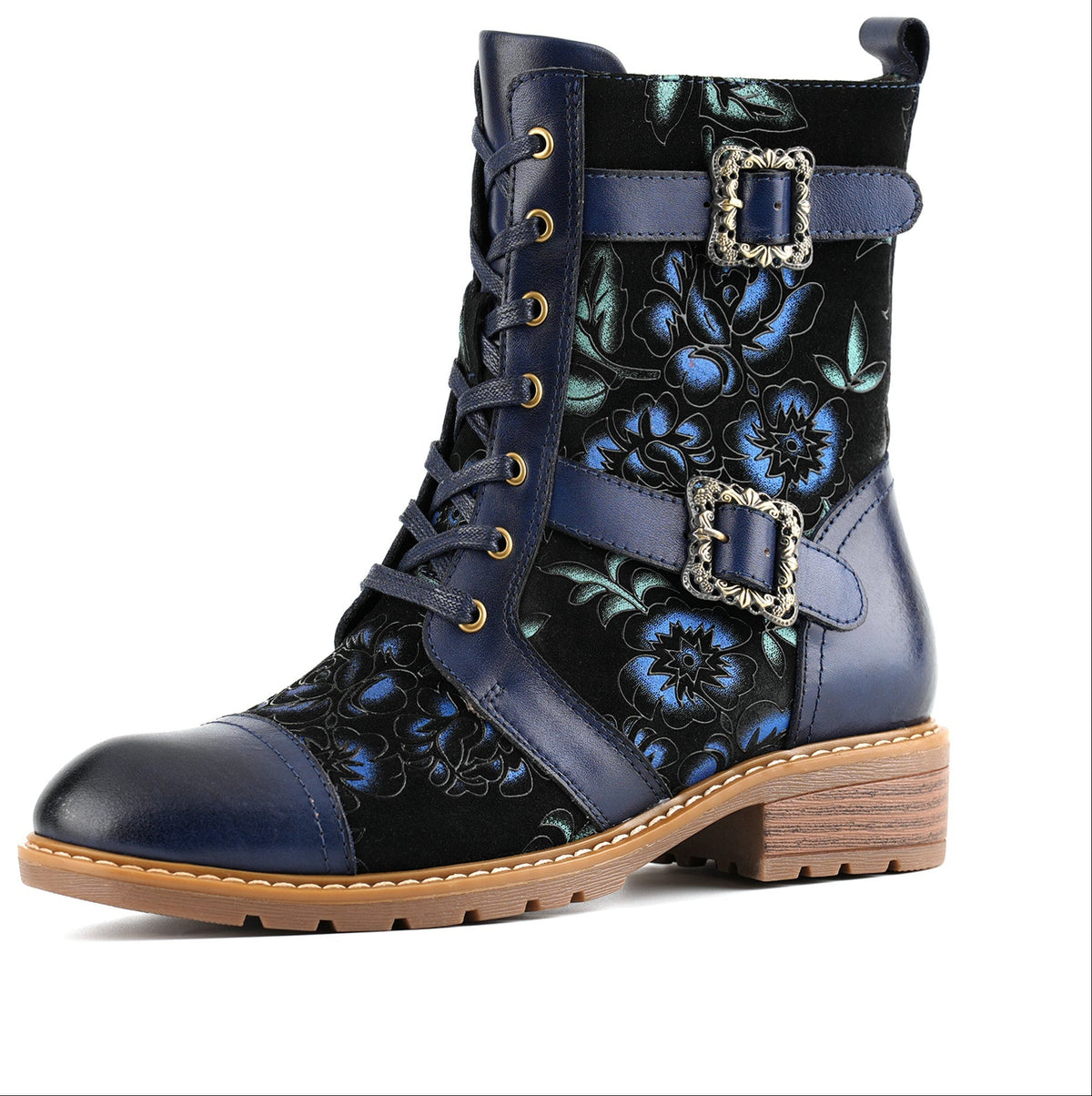 Orlena™ | Floral Lace-Up Ankle Boot