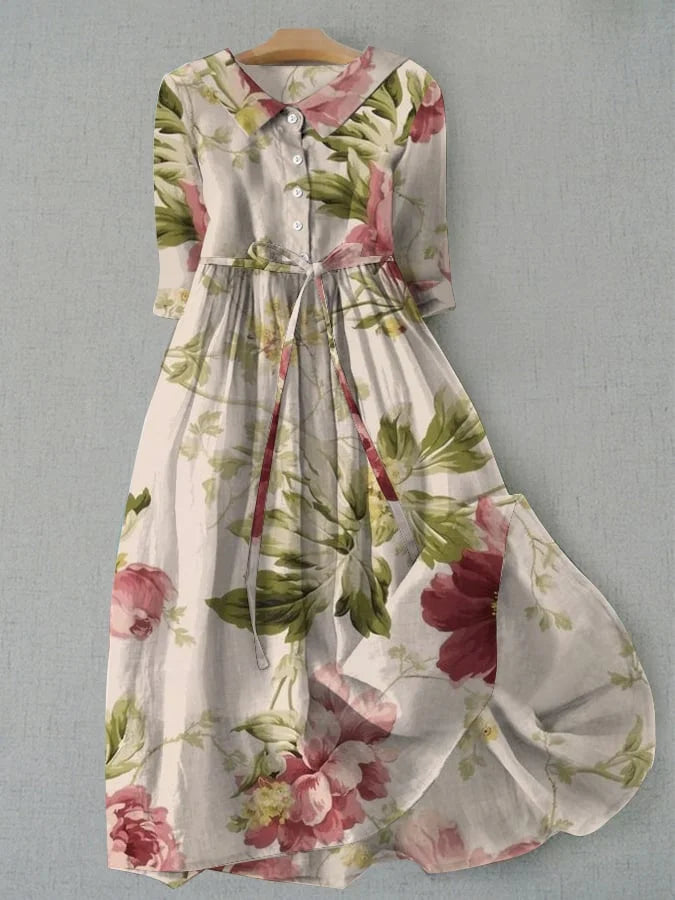 Arvine™ | Vintage Lace-Up Waisted Floral Dress
