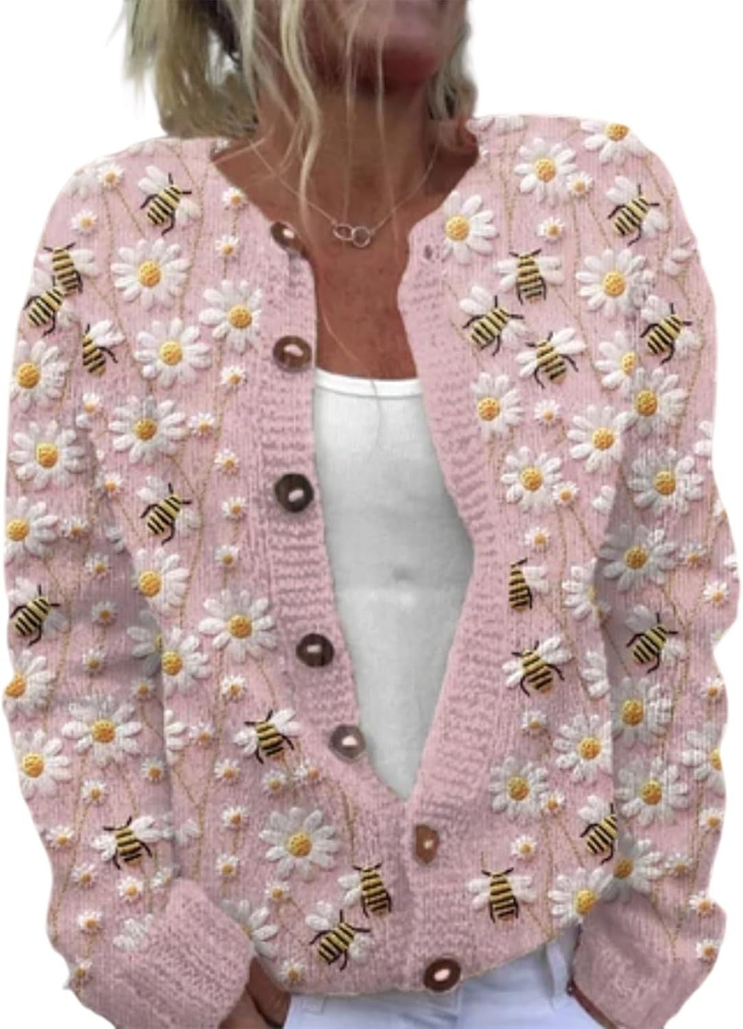 Meadowyn™ | Daisy & Honeybee Print Cardigan
