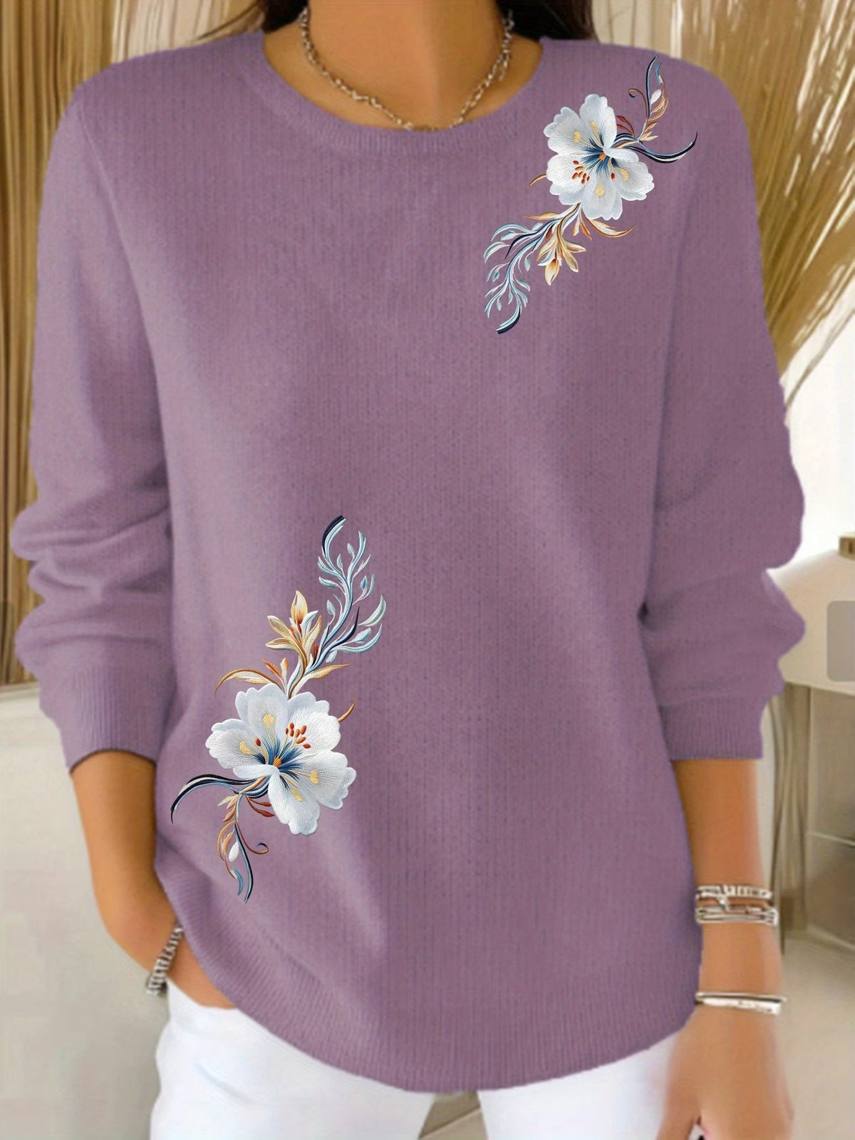Meyla™ | Floral Long Sleeve Sweater