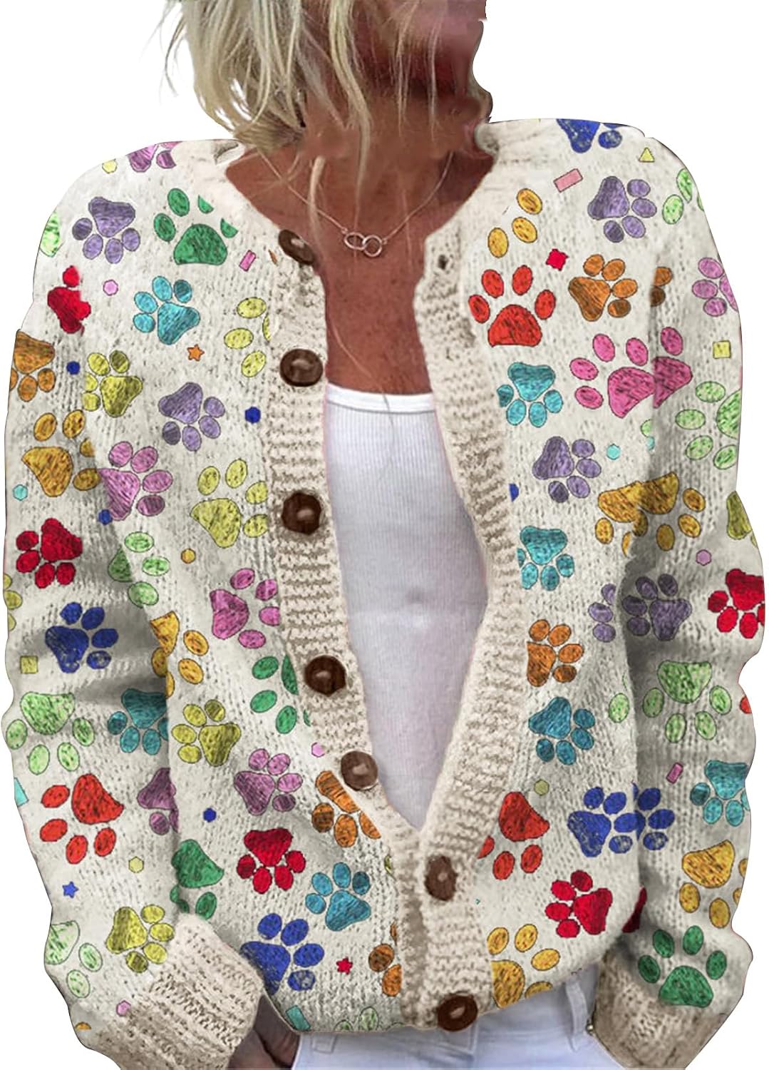 Lavelle™ | Colorful Paw Print Cardigan