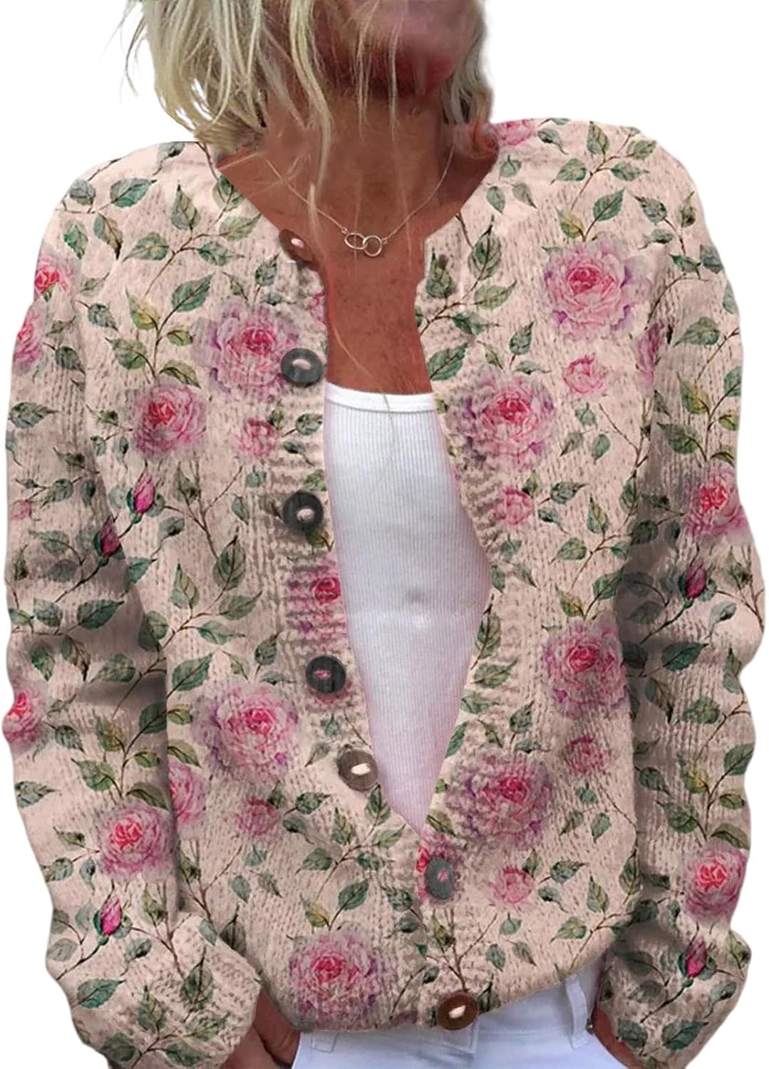 Rosalind™ | Watercolor Rose Print Cardigan