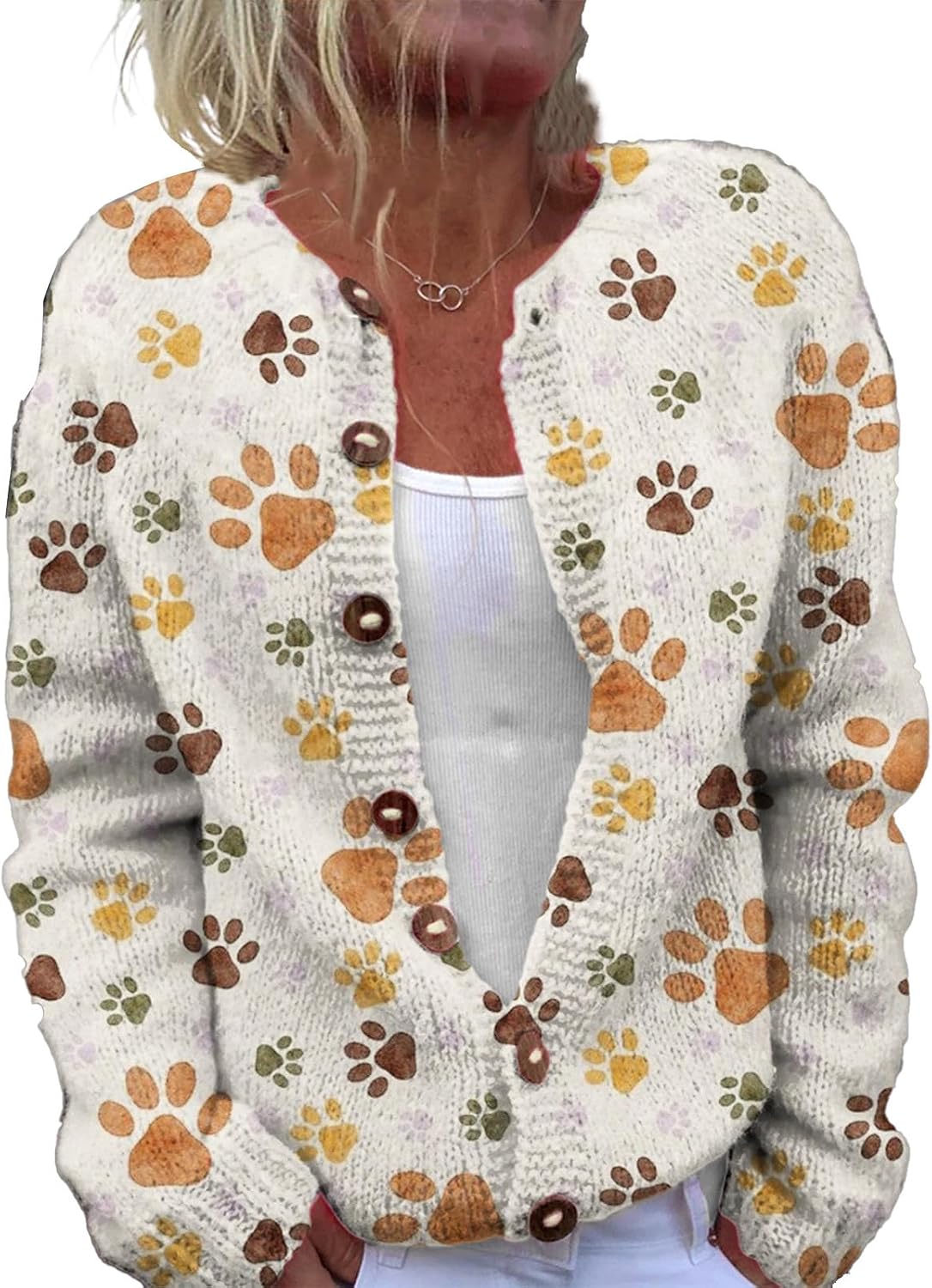 Bailey™ | Cozy Paw Print Cardigan