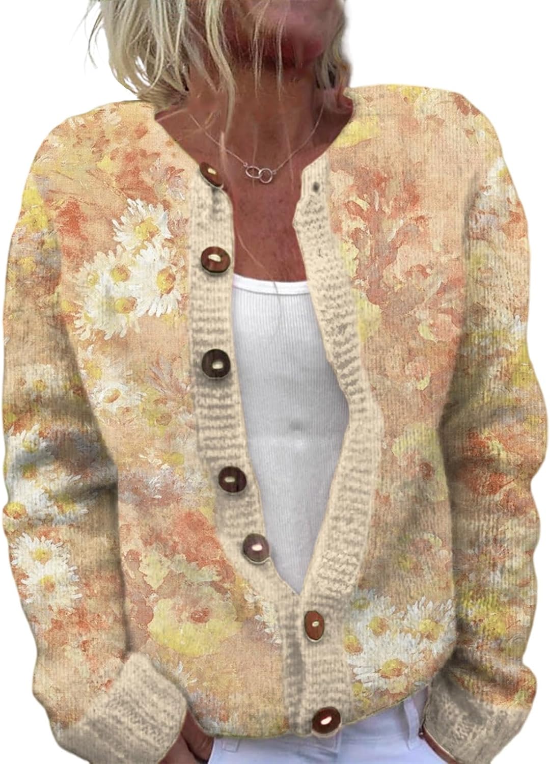 Marigelle™ | Painterly Daisy Floral Cardigan