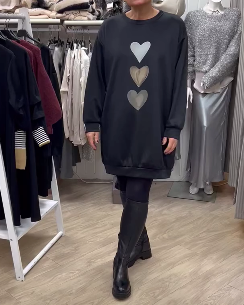 Jane | Elegant Heart Print Sweatshirt