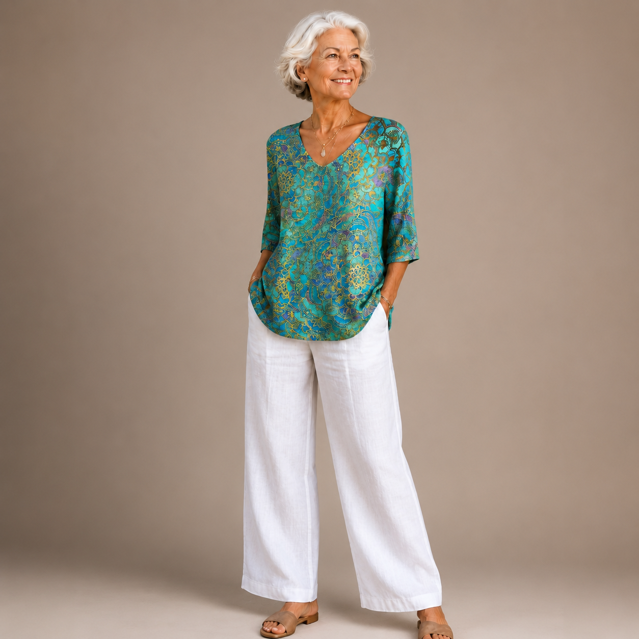 Margaux™ | Paisley Print V-Neck Top