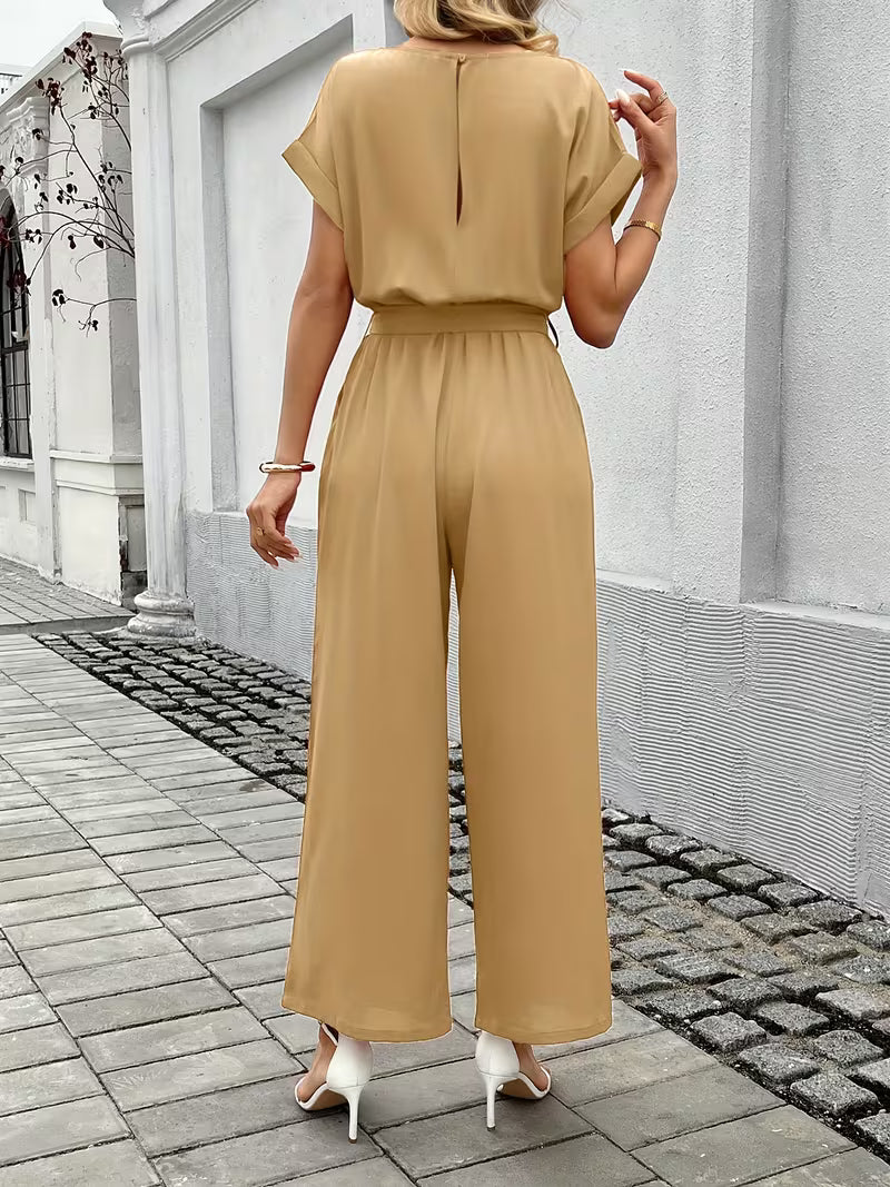 Korinna™ | Elegant Belted Wide Leg Jumpsuit