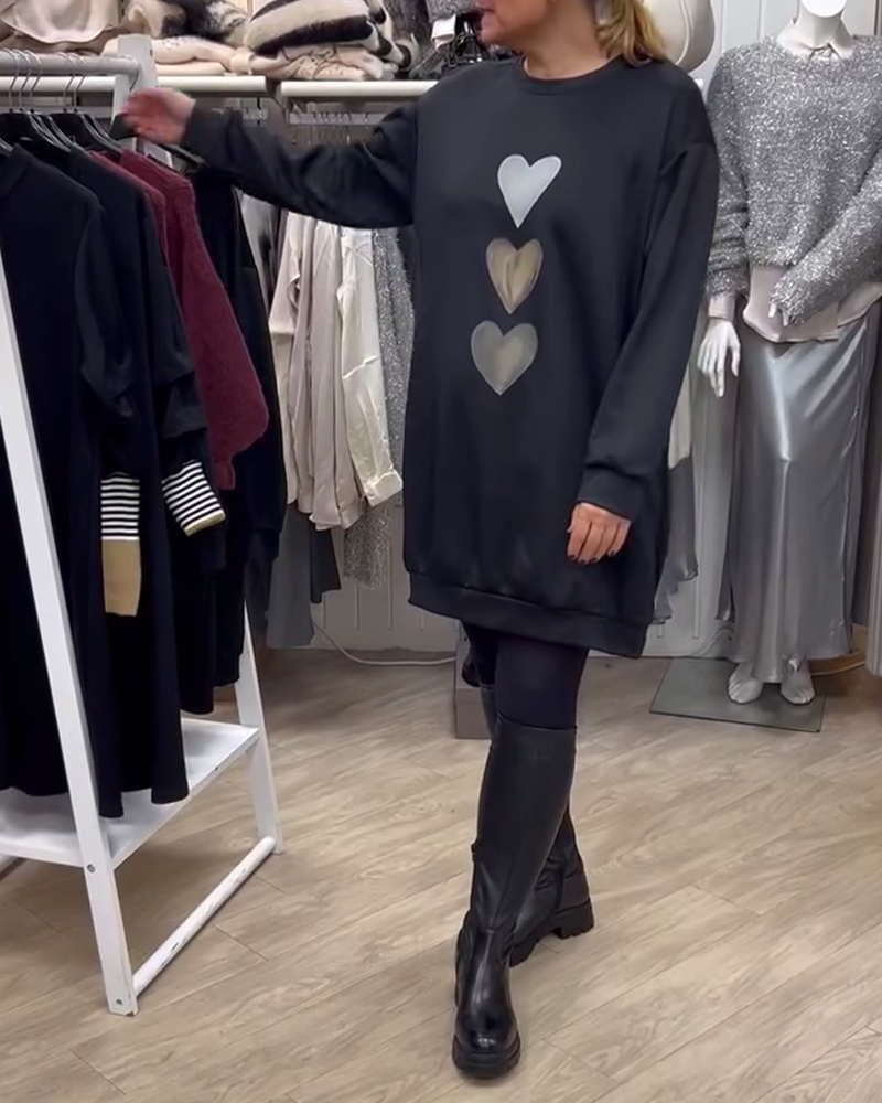 Jane | Elegant Heart Print Sweatshirt