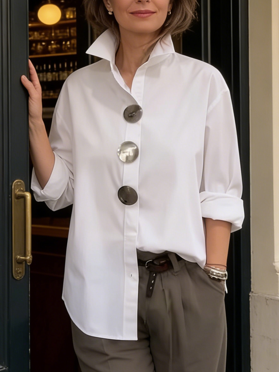 Marcella™ | Statement Button Stand Collar Shirt