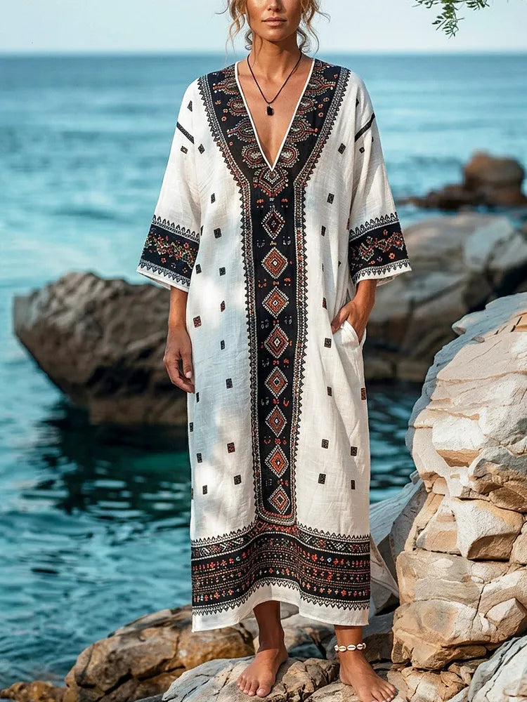 Beatrix™ | Retro Ethnic-Print Dress