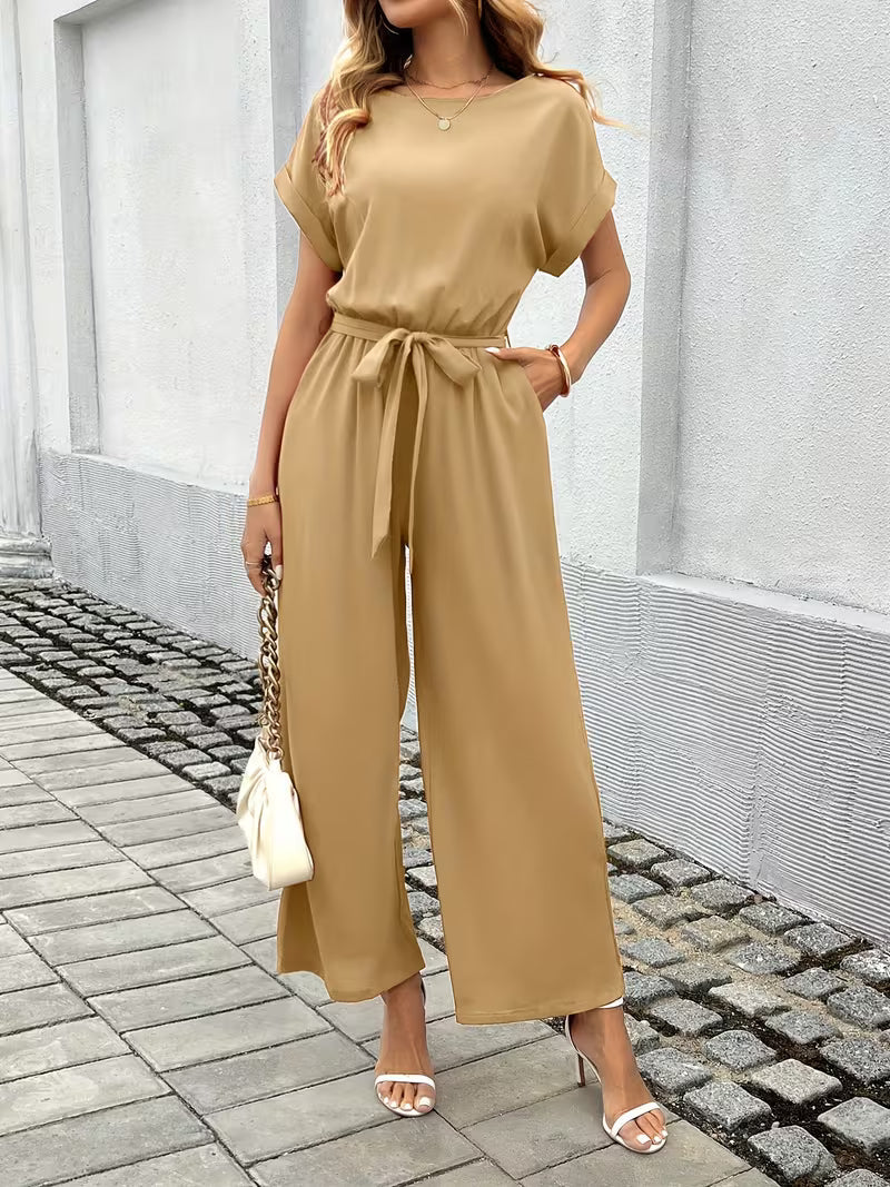 Korinna™ | Elegant Belted Wide Leg Jumpsuit