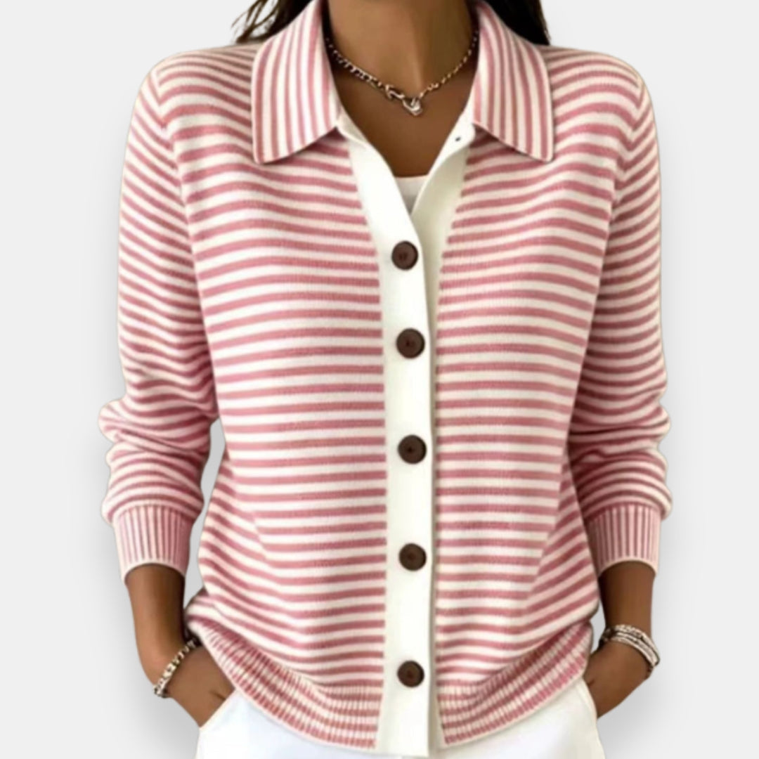 Clarissa™ | Striped Button-Front Cardigan