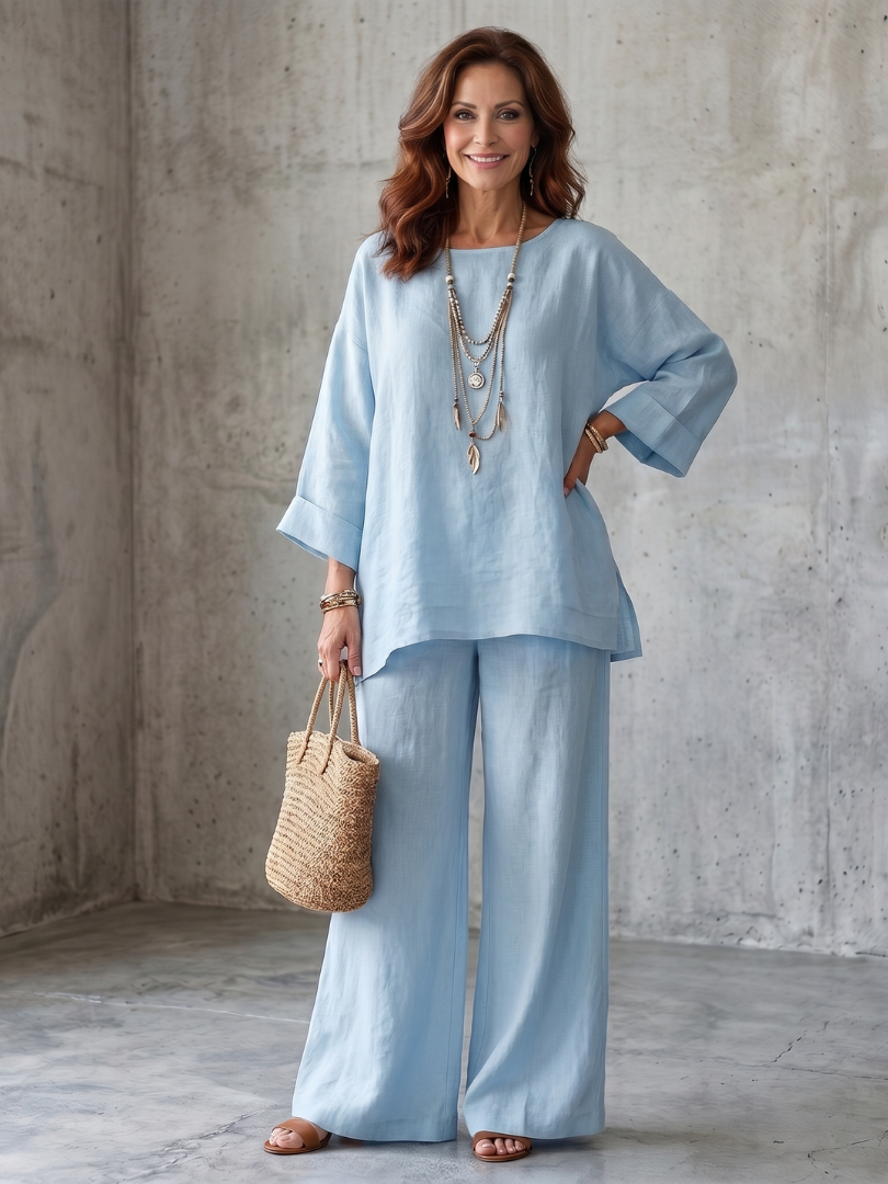Avenelle™ | Oversized Tunic Wide Leg Pant Set