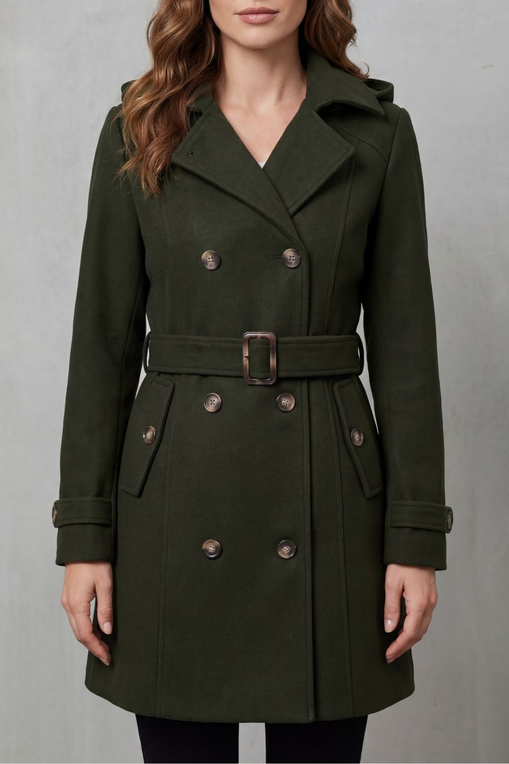 Women's Tailored Elegance Hooded Trench Coat