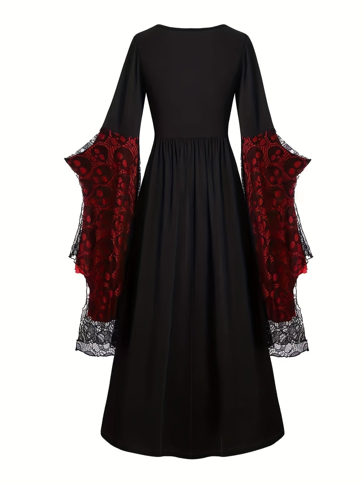 Women's Halloween Skull Print Bat-Sleeve Dress