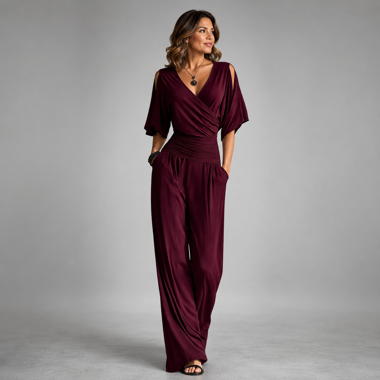 Rowena™ | Cold-Shoulder Surplice Jumpsuit