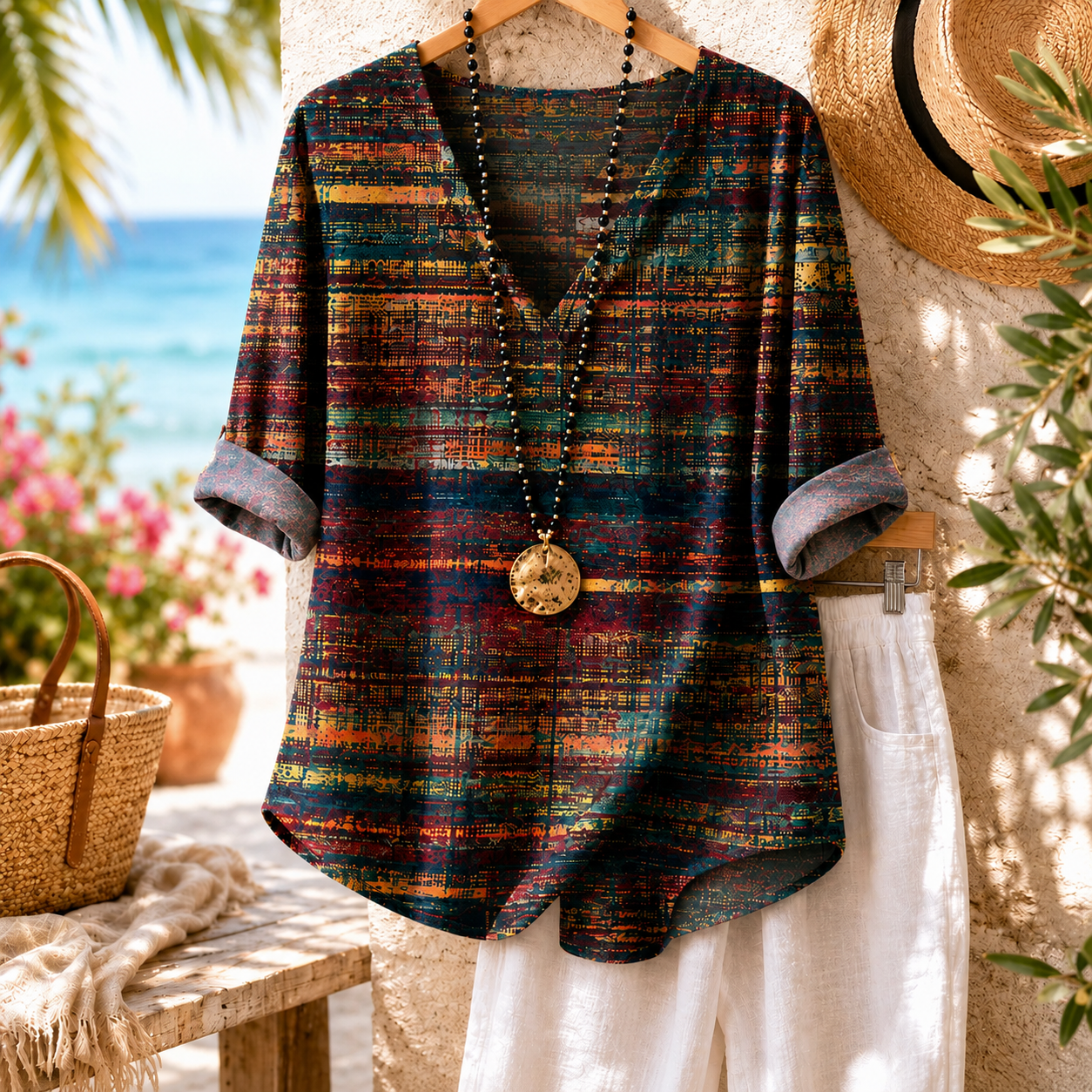 Nadine™ | Vintage Colourful Blouse